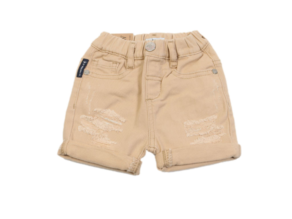 شلوارک کتان نخودی رنگ زاپ دار نوزاد و کودک آرمانی بیبی Armani baby