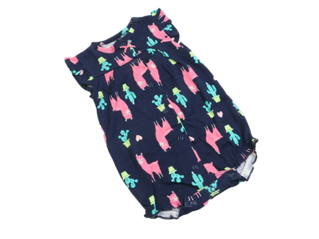 رامپر نوزادی دخترانه سرمه ای رنگ طرح لاما کارترز carters