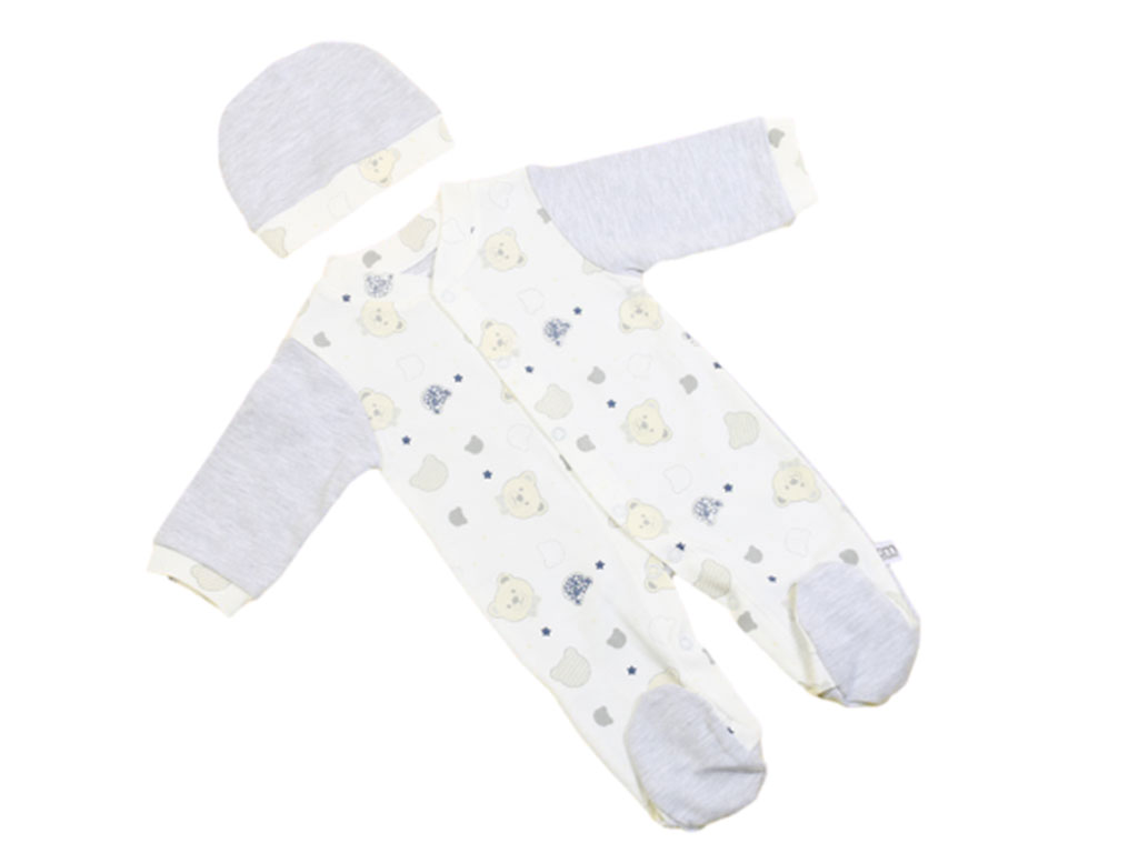 ست سرهمی جورابدار و کلاه نوزادی طرح خرس دامون Damon