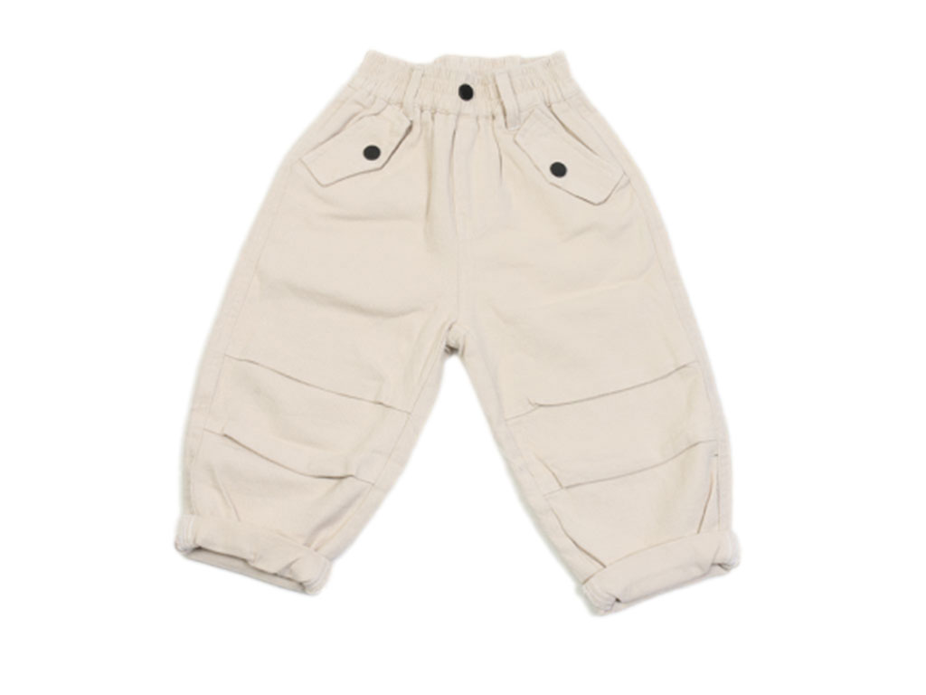 شلوار کتان پسرانه کرم رنگ مدل مام استایل