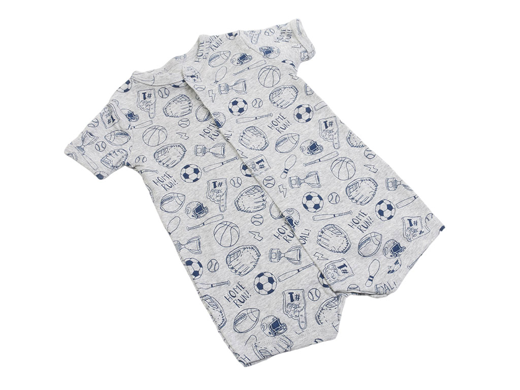 رامپر نوزادی پسرانه طوسی رنگ طرح ورزشی کارترز carters