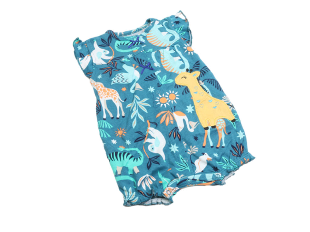 رامپر نوزادی دخترانه رنگ سبز کله غازی طرح حیوانات جنگل کارترز carters