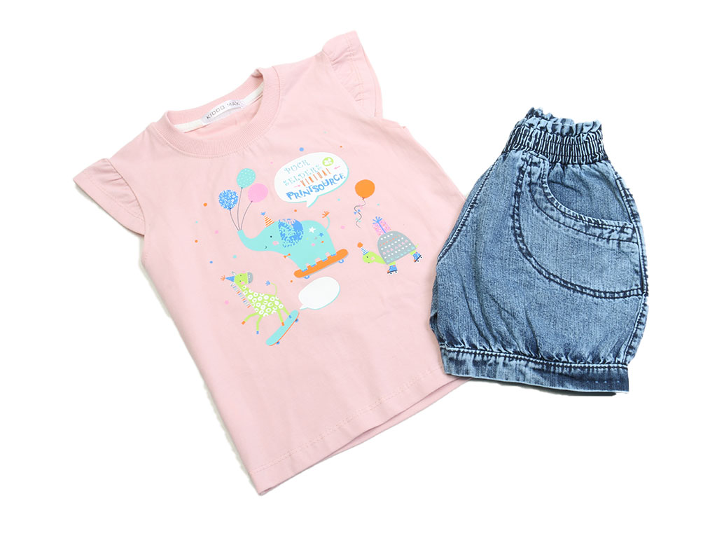 تیشرت و شلوارک جین دخترانه طرح حیوانات کیدومکس kido max