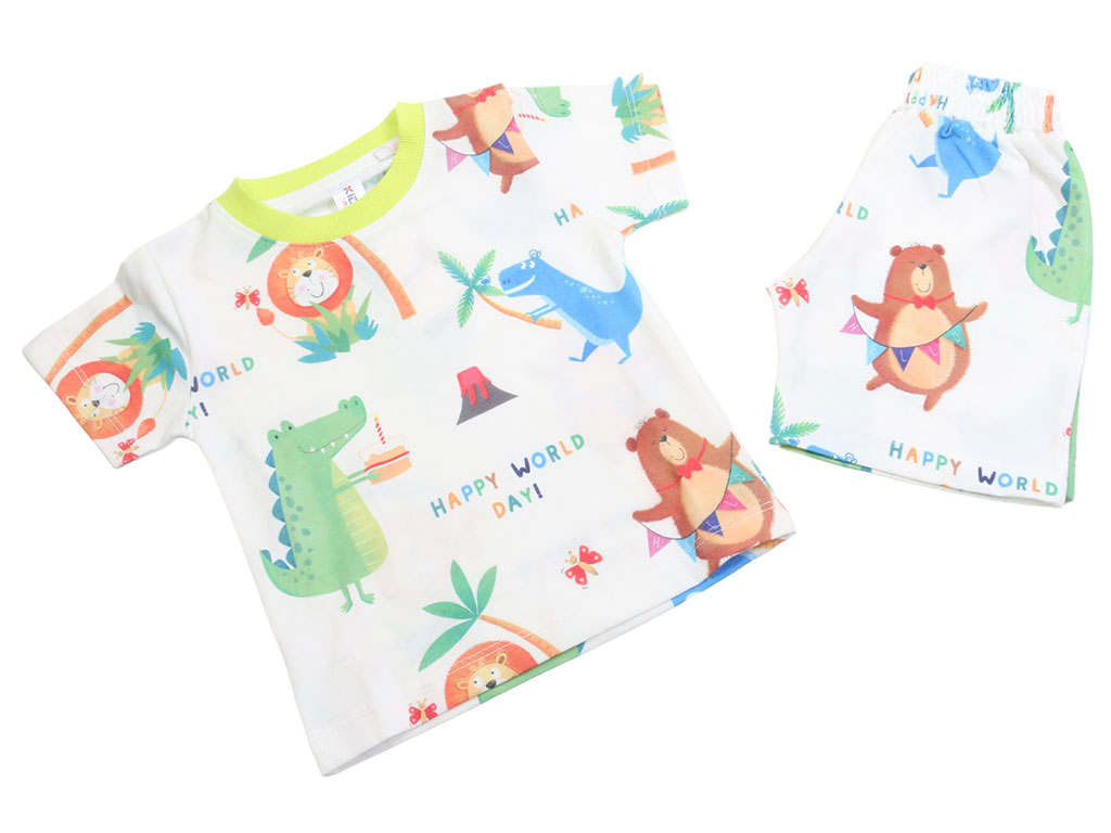 تیشرت وشلوارک راحتی پسرانه طرح حیوانات کیدومکس kido max