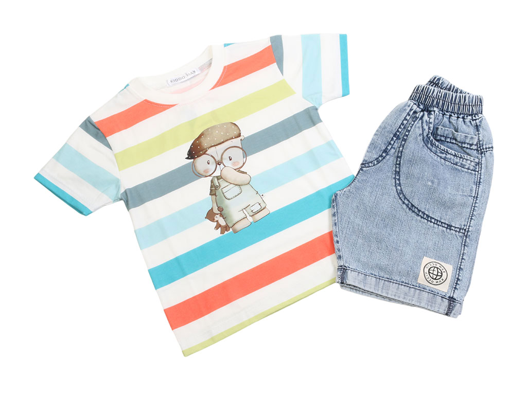 تیشرت و شلوارک جین طرح خرس کیدومکس kido max