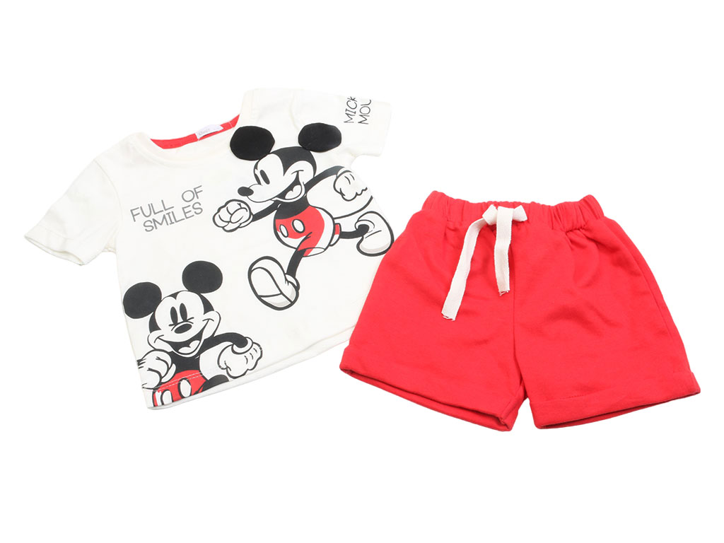 تیشرت و شلوارک نوزادی پسرانه طرح میکی موس برند پاپو papo