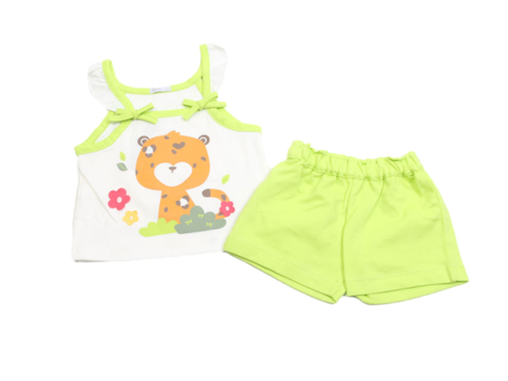 تاپ و شلوارک نوزادی دخترانه طرح پلنگ برند پاپو papo