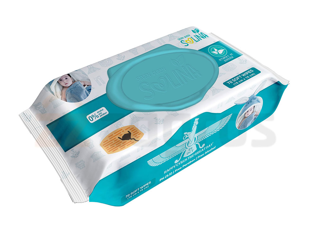 دستمال مرطوب نوزاد و کودک 72 عددی سون کوئین سولینا SOLINA