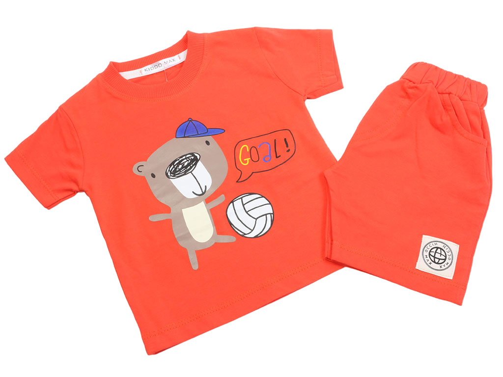 تیشرت و شلوارک راحتی رنگ قرمز طرح خرس کیدومکس kido max