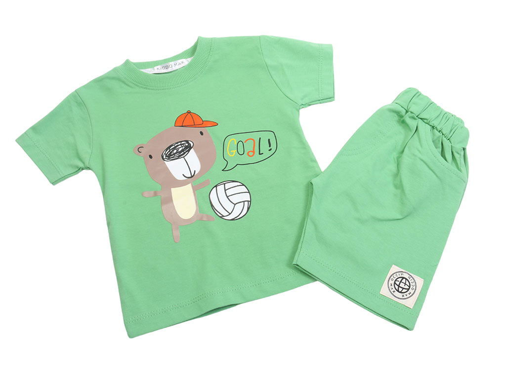 تیشرت و شلوارک راحتی رنگ سبز طرح خرس کیدومکس kido max