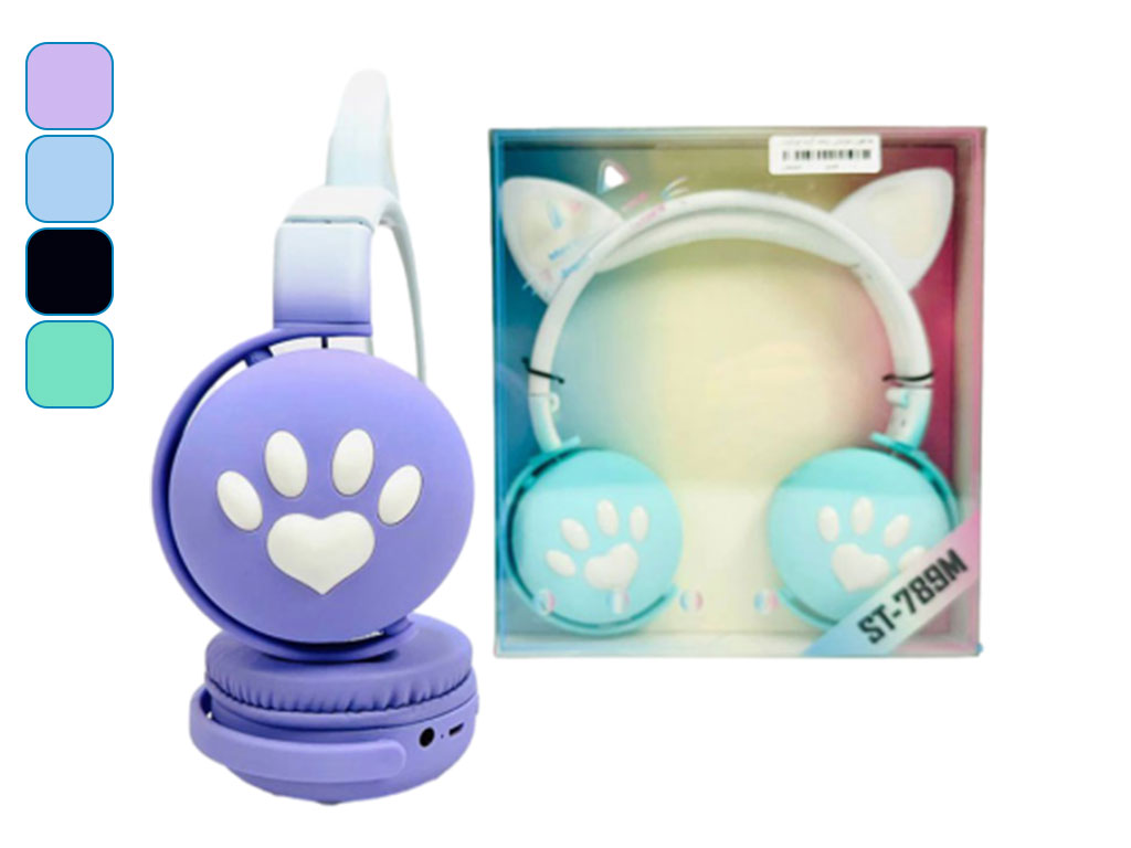 هدفون بی سیم، بلوتوثی و چراغ دار کودک طرح پنجه گربه