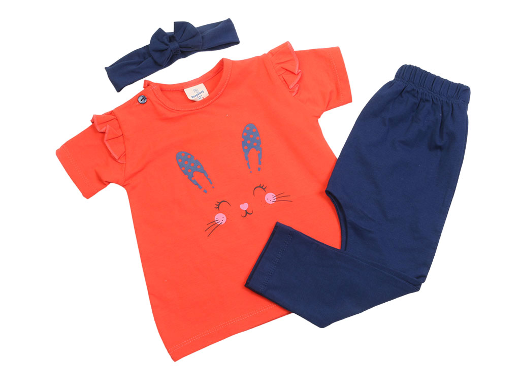 تیشرت و شلوار راحتی دخترانه به همراه هدبند طرح خرگوش