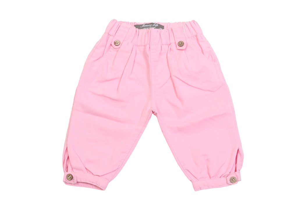 شلوار کتان کاغذی صورتی رنگ نوزاد و کودک دخترانه مدل برمودا برند مموری لایف Memory Life