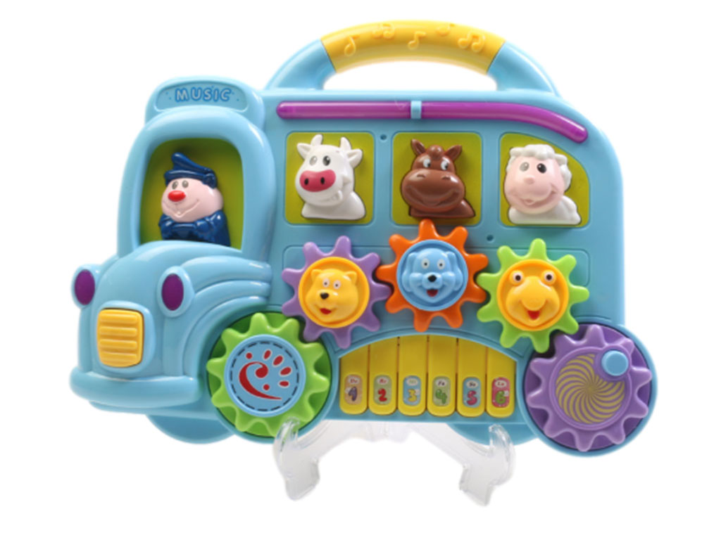 پیانو موزیکال و چراغ دار طرح اتوبوس اسباب بازی