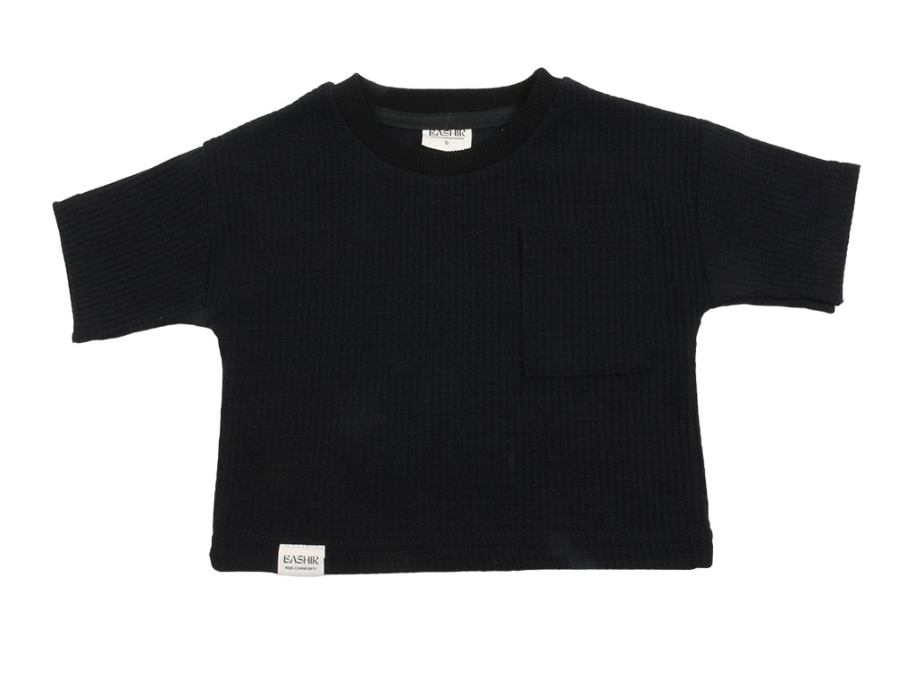 تیشرت آستین کوتاه بیسکوئیتی ریز نوزاد و کودک مشکی رنگ بشیر BASHIR