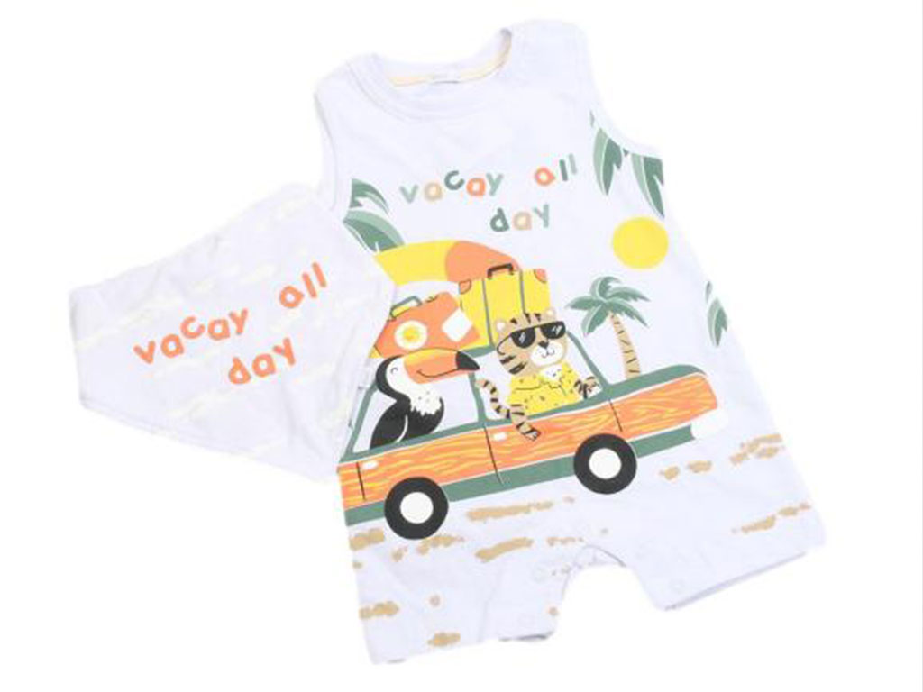 رامپر و پیشبند نوزادی پسرانه طرح حیوانات جنگل برند پاپو papo