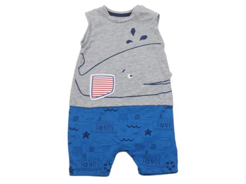 رامپر نوزادی پسرانه طرح کشتی و حیوانات دریایی برند تانگز tongs