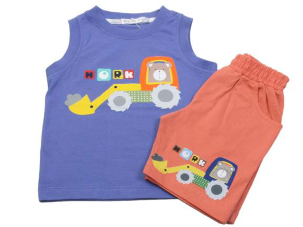 رکابی و شلوارک پسرانه طرح خرس تراکتور سوار کیدومکس kido max