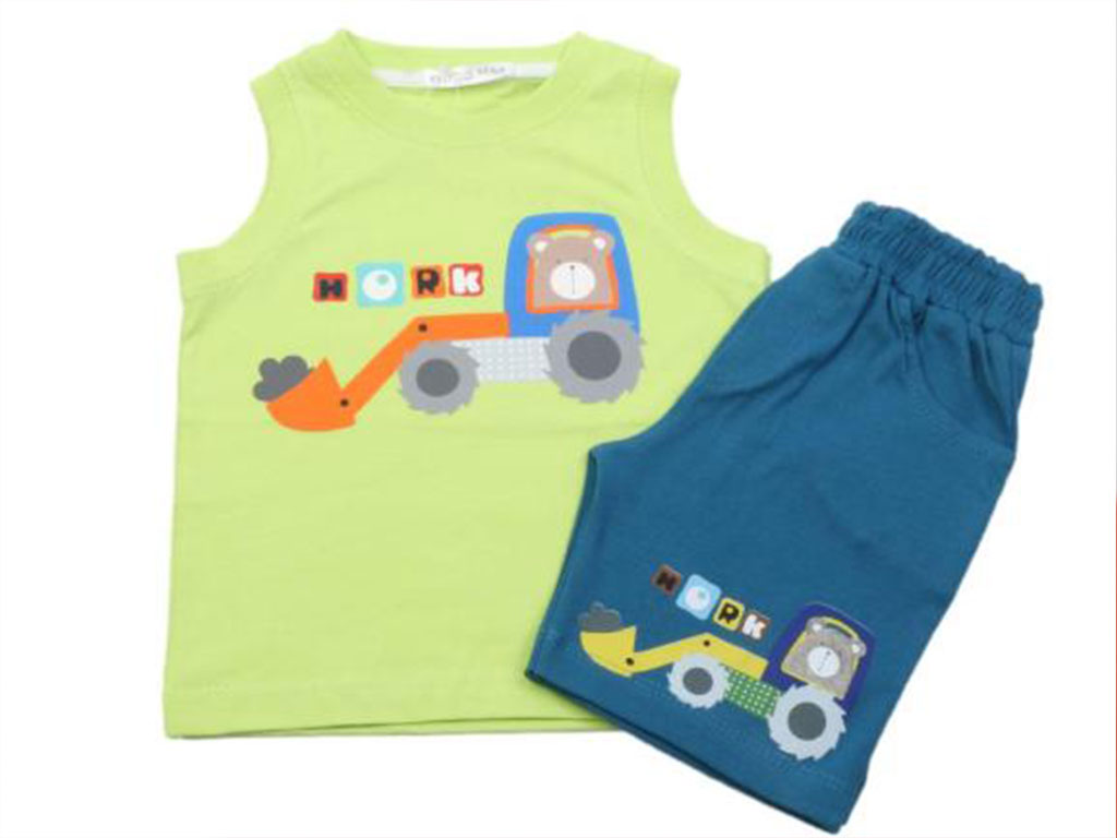 رکابی و شلوارک پسرانه طرح خرس تراکتور سوار کیدومکس kido max