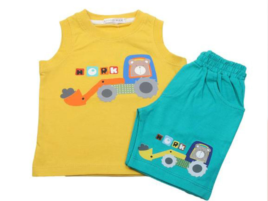 رکابی و شلوارک پسرانه طرح خرس تراکتور سوار کیدومکس kido max