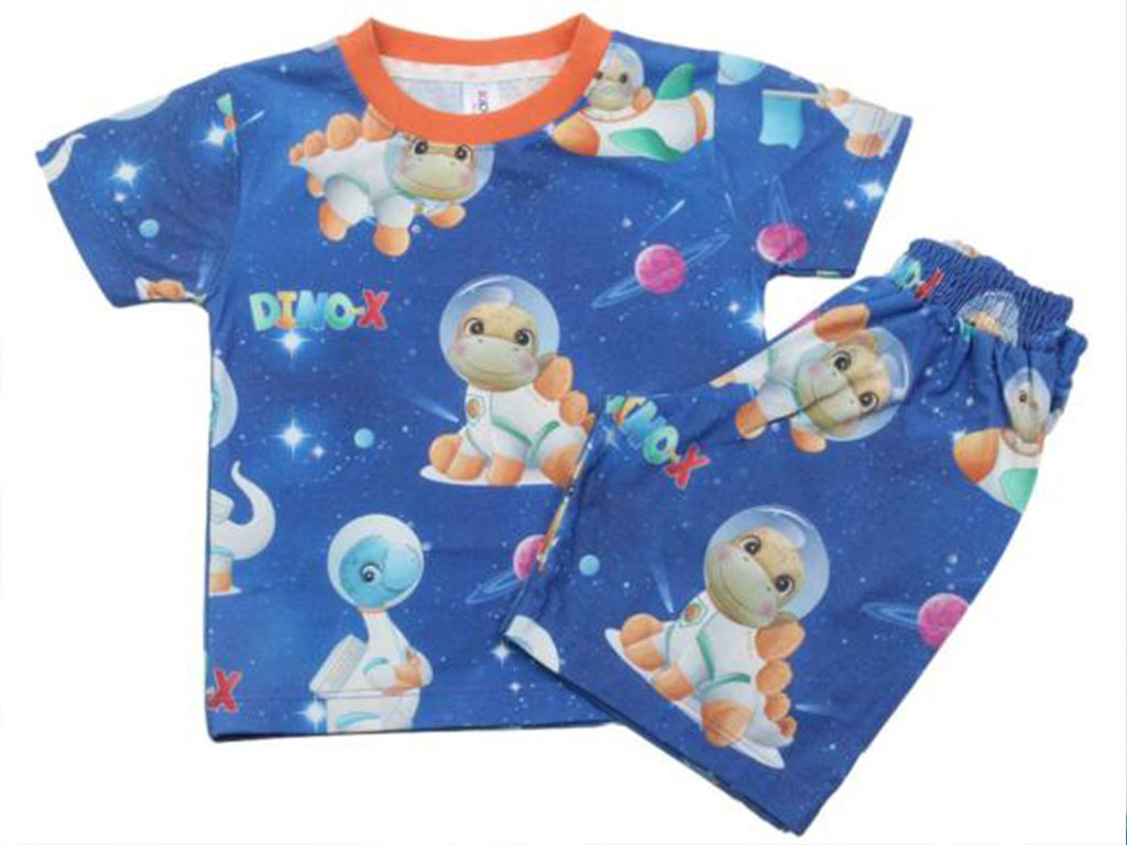 تیشرت و شلوارک راحتی پسرانه طرح دایناسور فضانورد کیدومکس kido max