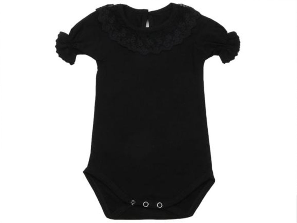 بادی زیر سارفونی آستین کوتاه نوزادی دخترانه رنگ مشکی