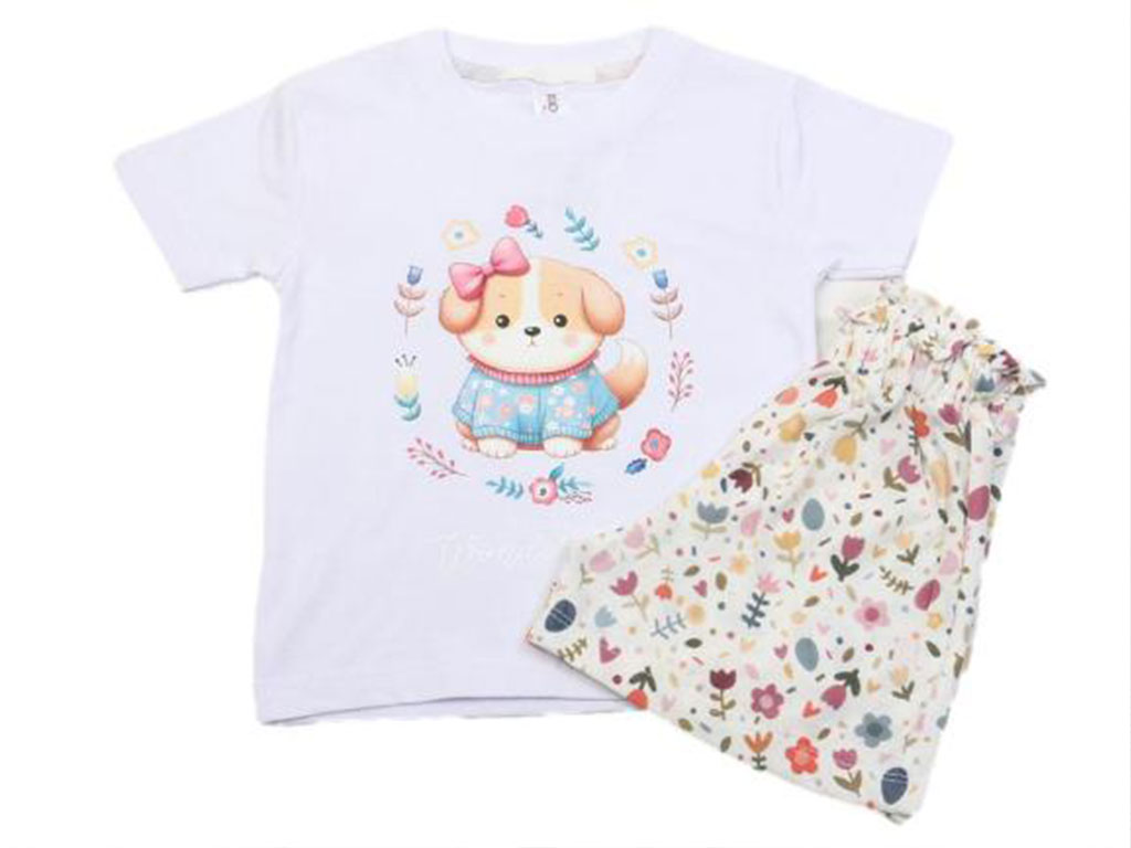 تیشرت و شلوارک دخترانه طرح دار کیدومکس kido max