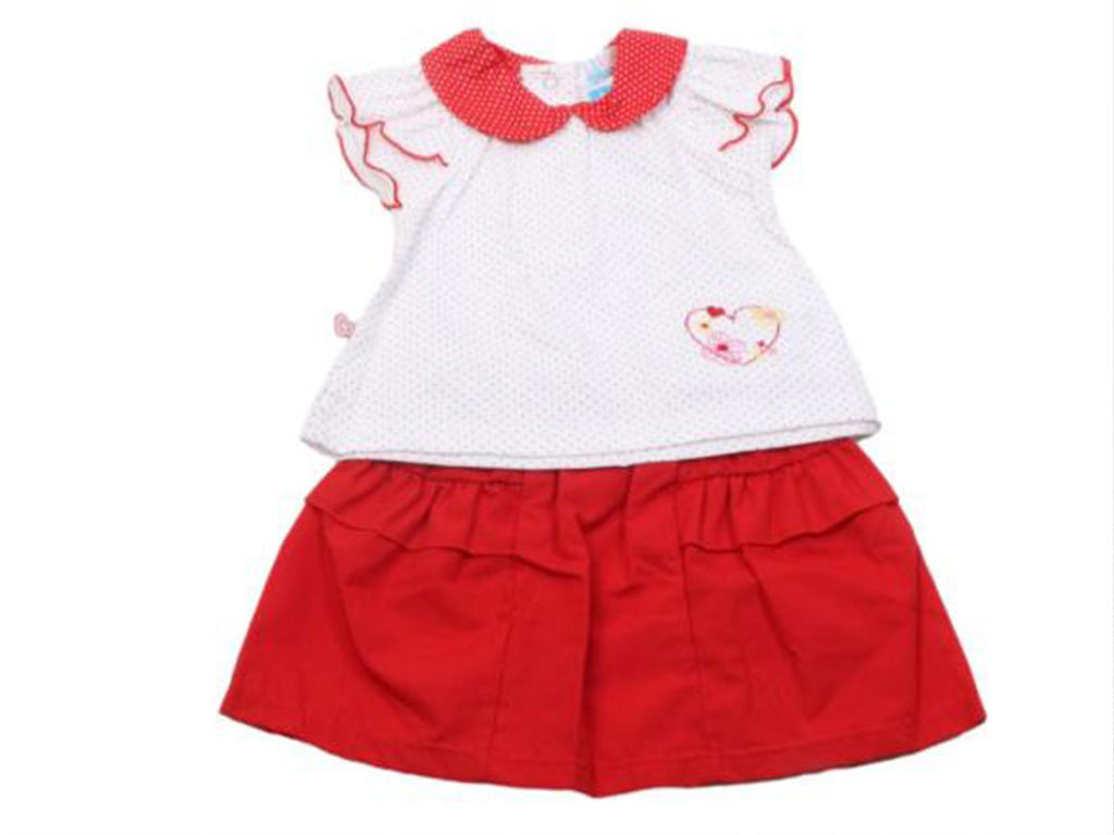 بلوز و دامن نوزادی دخترانه طرح دار وی کر wee care