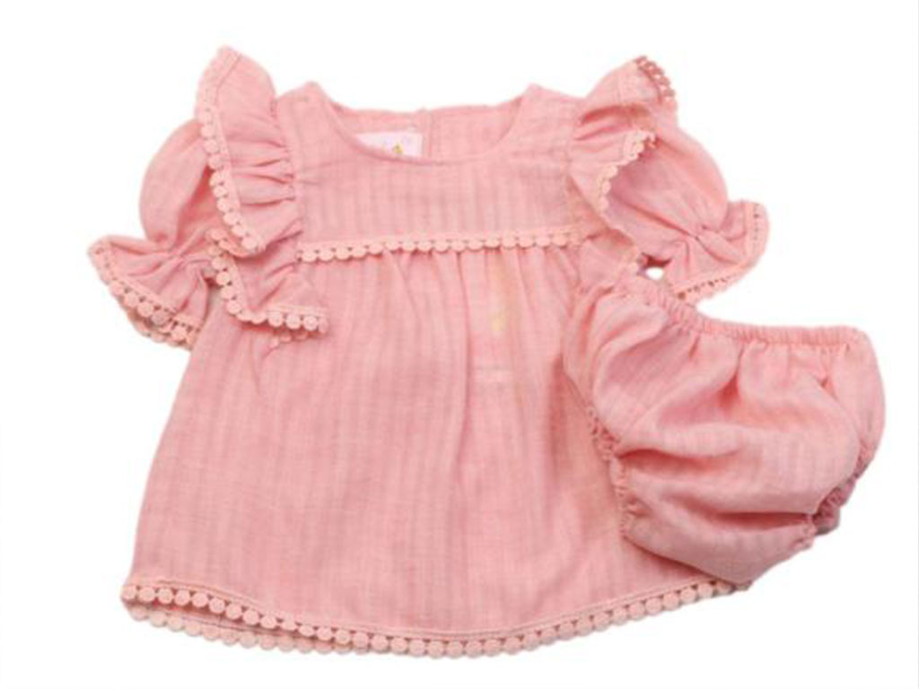 سارافون و شورت نوزادی دخترانه گلبهی رنگ