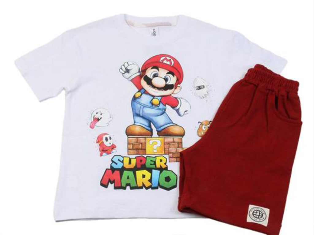 تیشرت و شلوارک راحتی پسرانه طرح سوپر ماریو کیدومکس kidomax