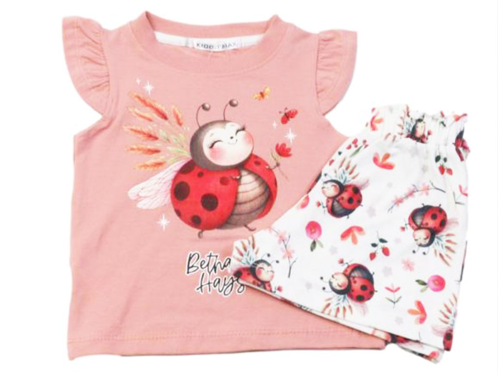 تاپ و شلوارک راحتی دخترانه طرح کفشدوزک کیدومکس kido max