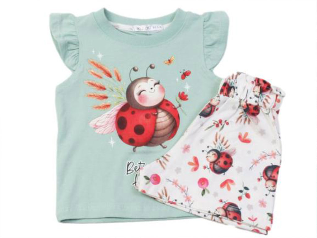 تاپ و شلوارک راحتی دخترانه طرح کفشدوزک کیدومکس kido max