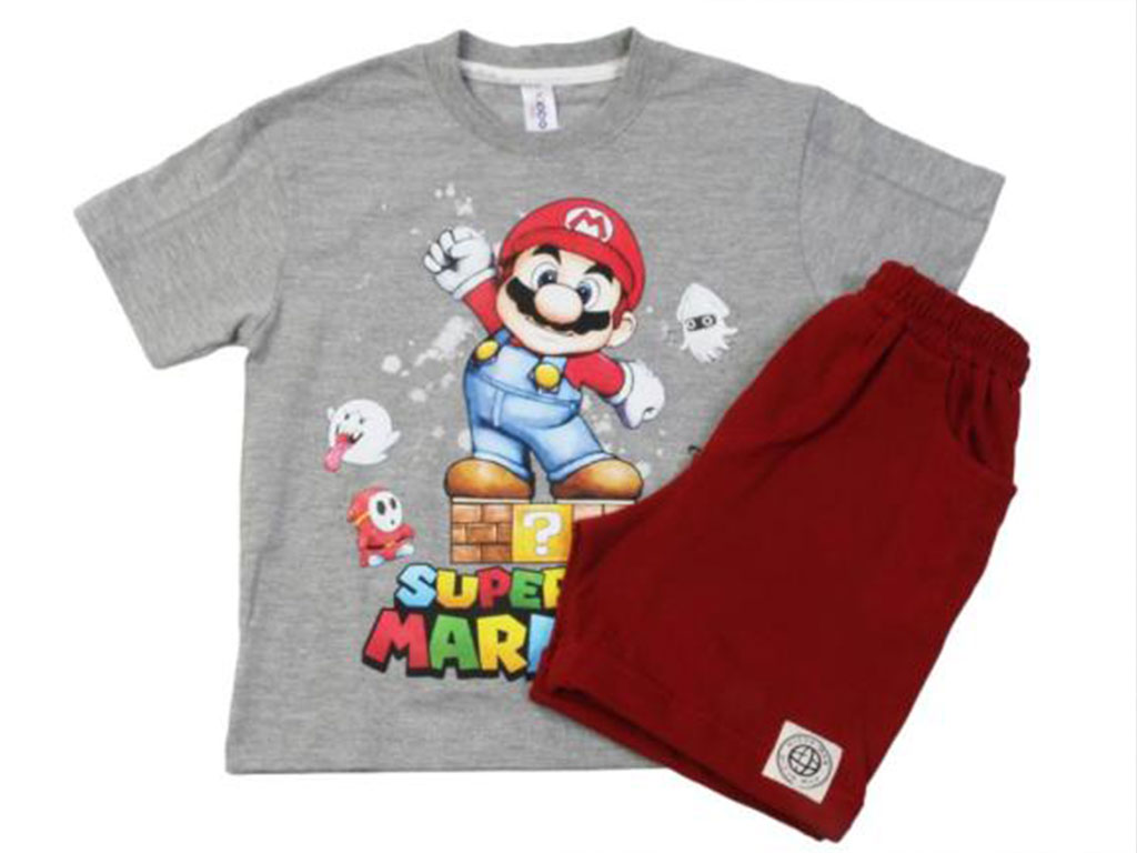 تیشرت و شلوارک راحتی پسرانه طرح سوپر ماریو کیدومکس kidomax