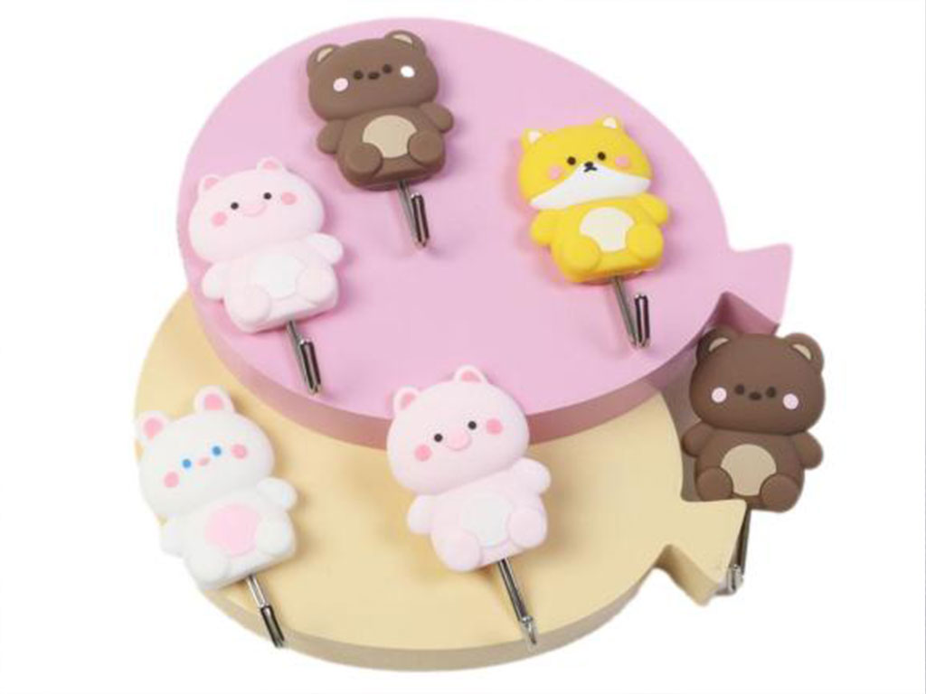 قلاب آویز هوک چهار عددی سیلیکونی طرح حیوانات