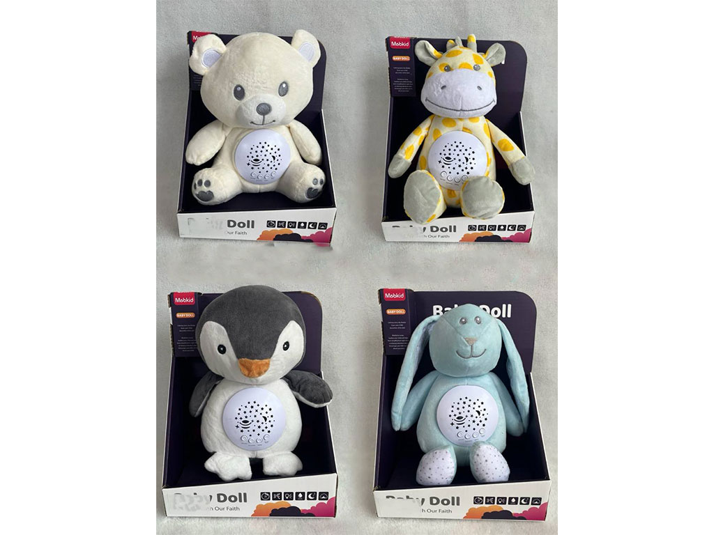 عروسک شب خواب پولیشی موزیکال و چراغ دار مدل حیوانات