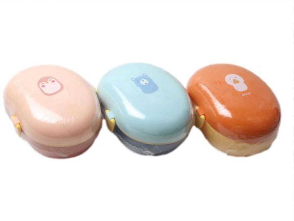 ظرف غذا دو طبقه کودک همراه با قاشق دوکاره