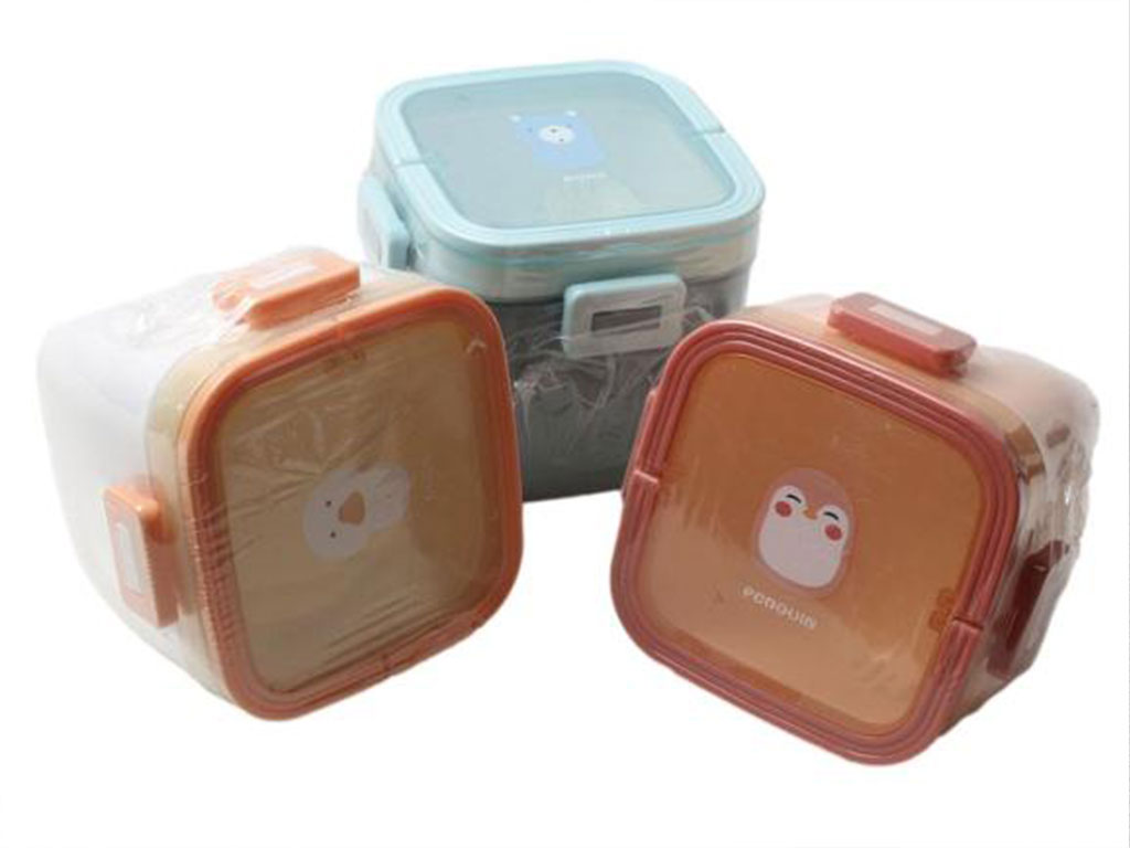 ظرف غذای دو طبقه دسته دار حجم 800 میلی لیتر