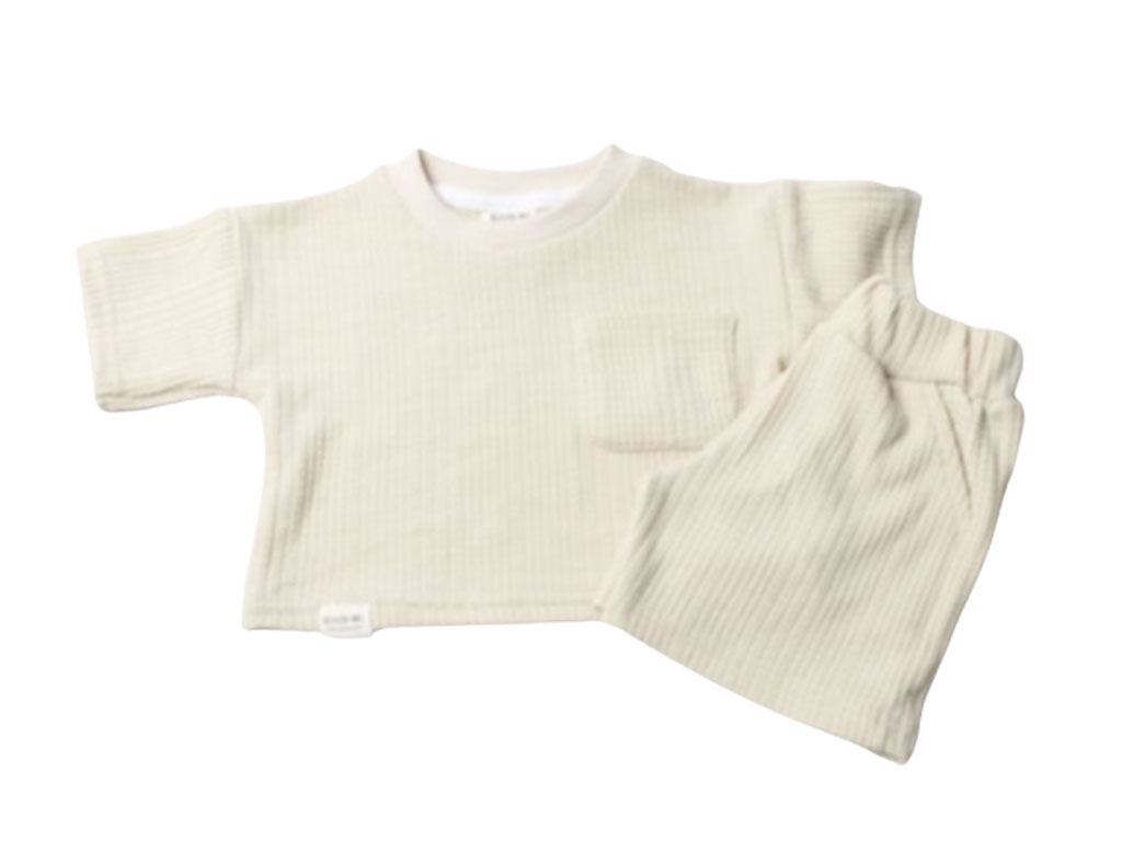 ست تیشرت و شلوارک نوزادی بیسکویتی کرم رنگ بشیر BASHIR