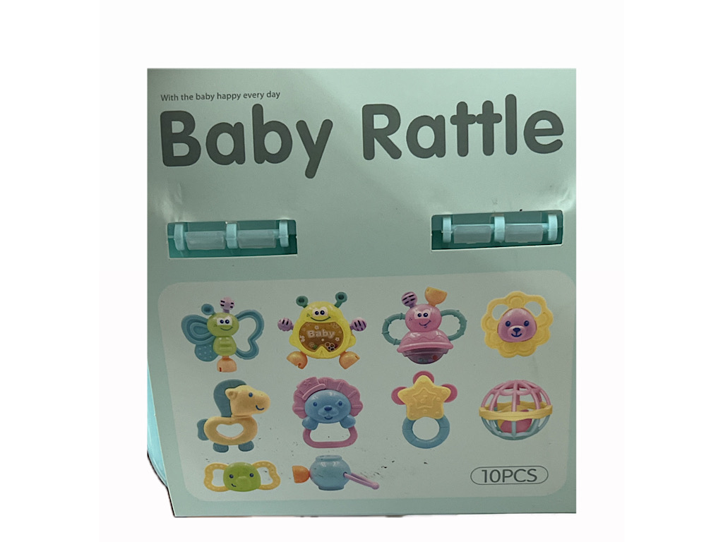 ست جغجغه و دندانگیر نوزادی 10 عددی مدل صندوقی Baby Rattle