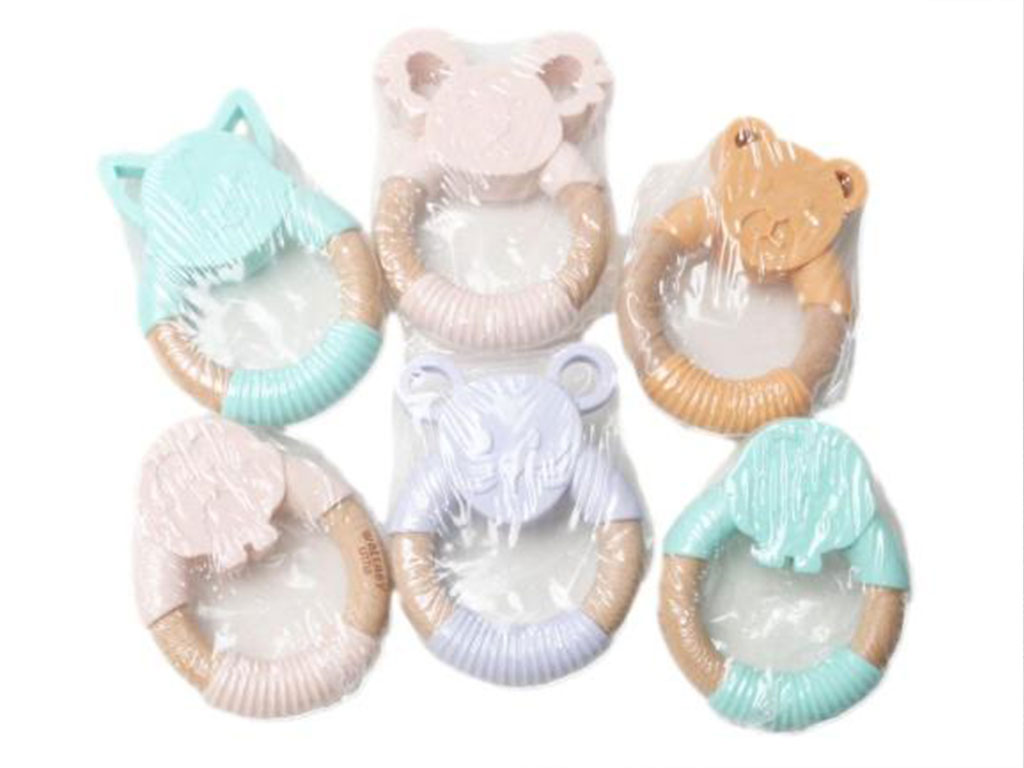 دندانگیر سیلیکونی نوزادی دسته چوبی wallaby little