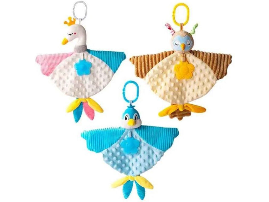 دستمال آرامش نوزادی دارای آویز و دندانگیر طرح پرندگان هپی مانکی HAPPY MONKEY