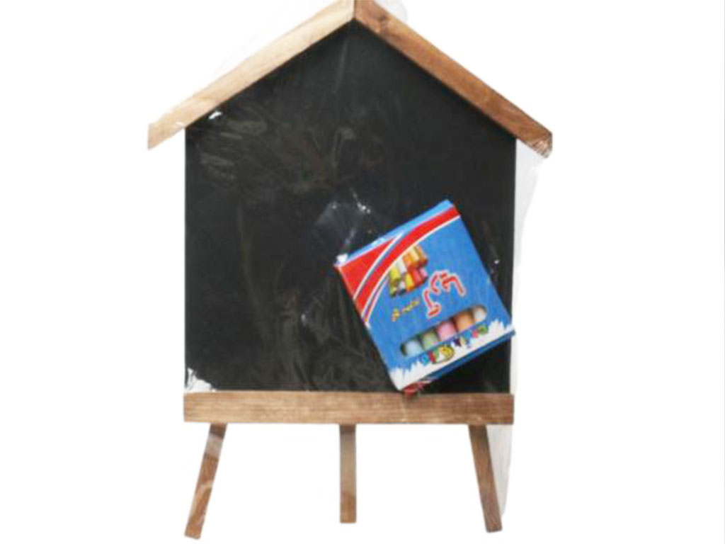 تخته سیاه پایه دار مدل کلبه همراه با گچ تحریر