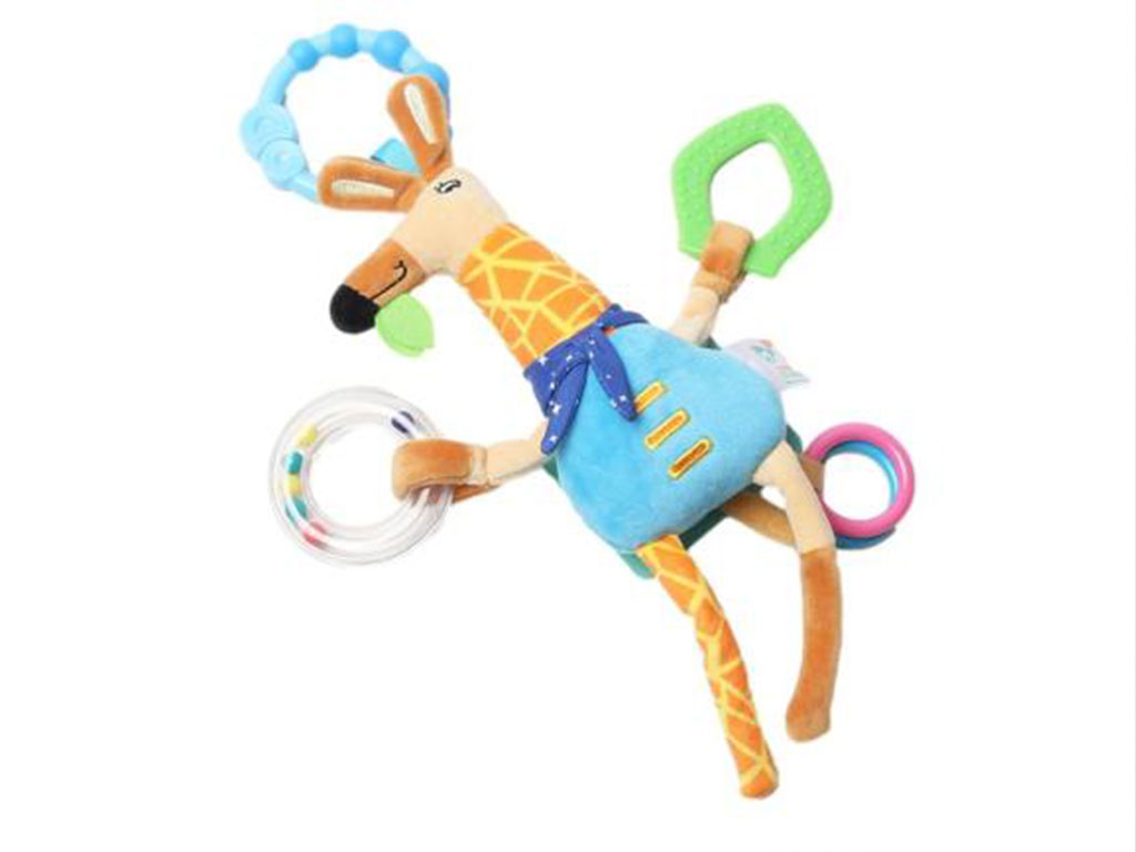 آویز تخت و کریر جغجغه ای و دندانگیر دار نوزادی طرح حیوانات هپی مانکیHAPPY MONKEY