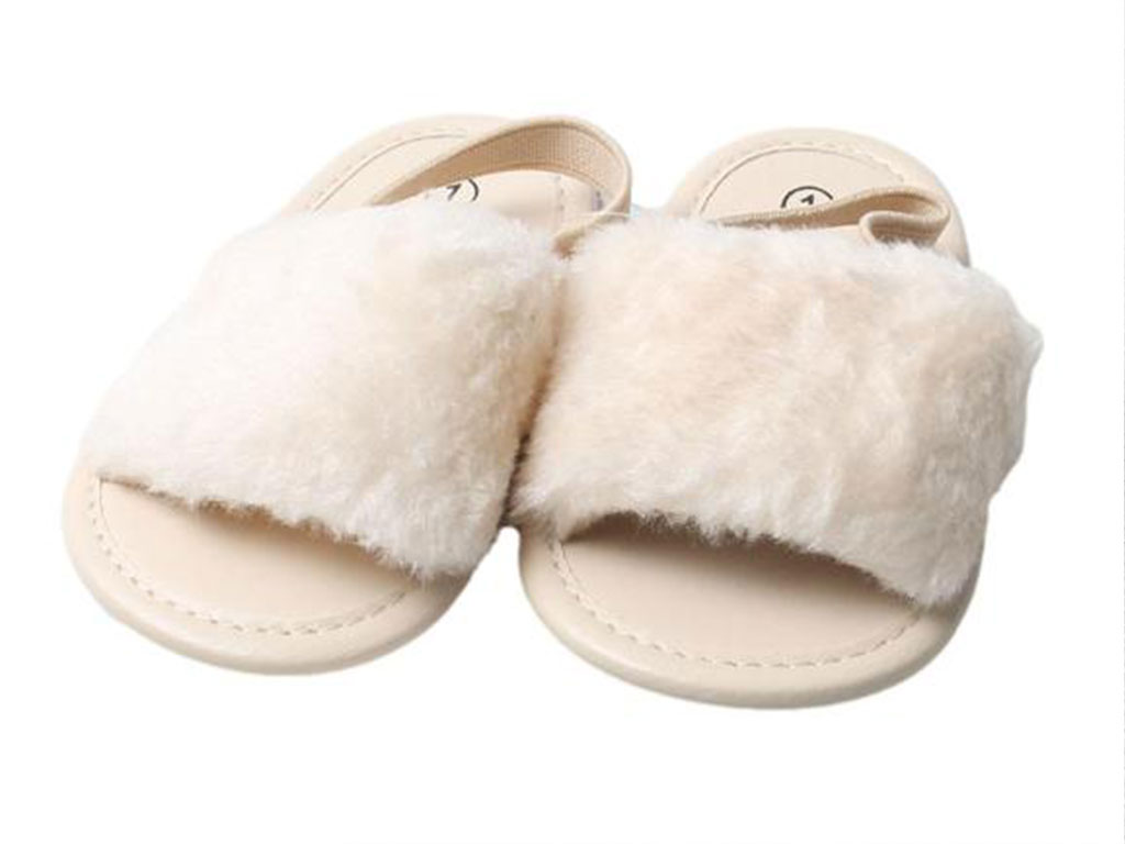 پاپوش مدل صندل خز پولیشی کرم رنگ