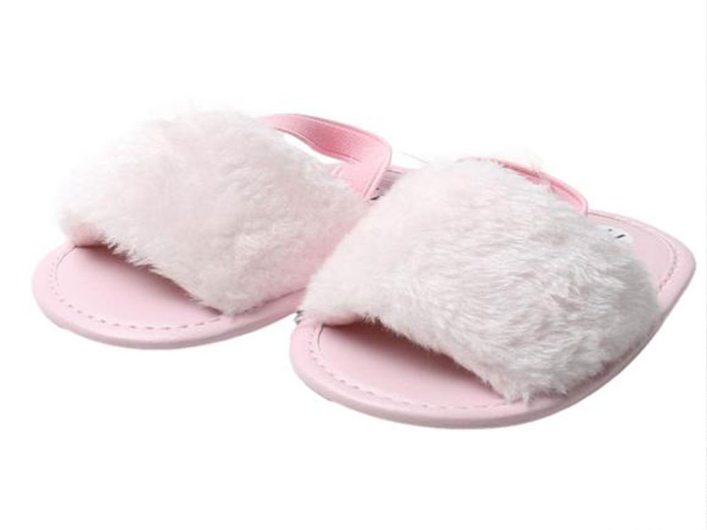 پاپوش مدل صندل خز پولیشی صورتی رنگ