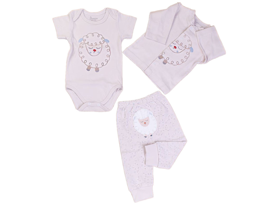 ست 3 تکه بیمارستانی نوزادی  با طرح ببعی دانالو Danaloo