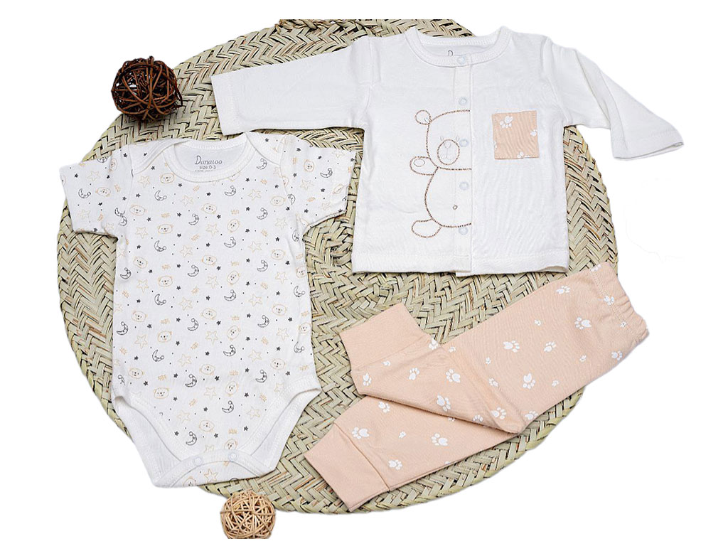 ست 3 تکه نوزادی پسرانه طرح تدی و ماه دانالو Danaloo