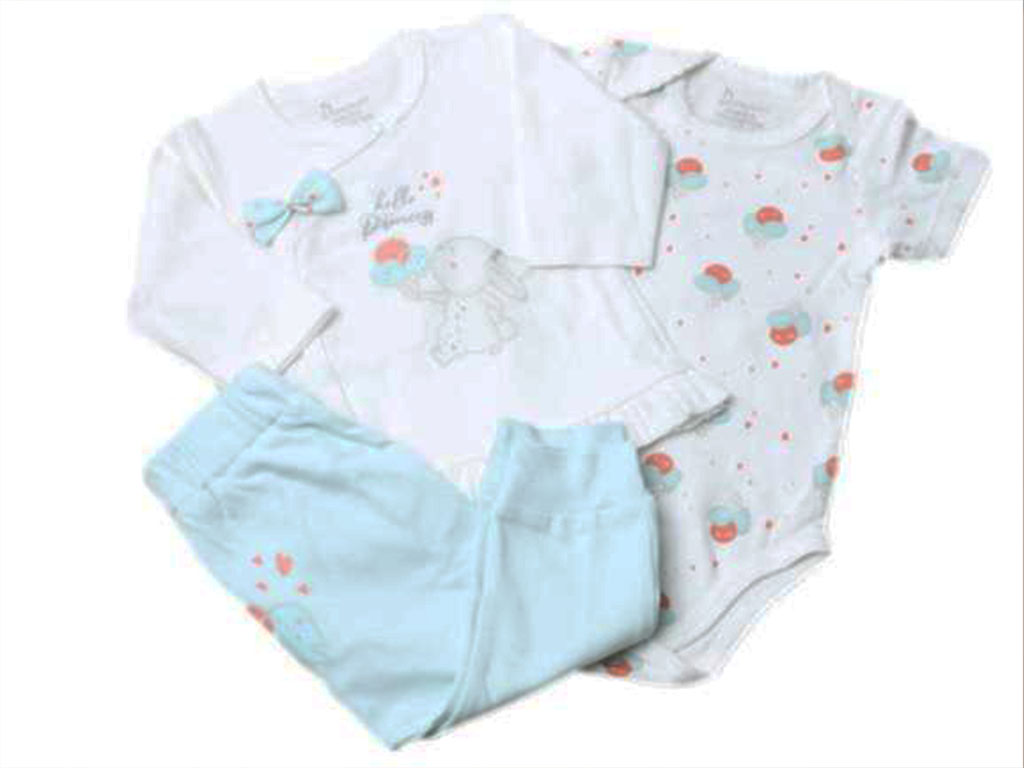 ست 3 تکه بیمارستانی نوزادی دخترانه طرح خرگوش و بستنی  دانالو Danaloo