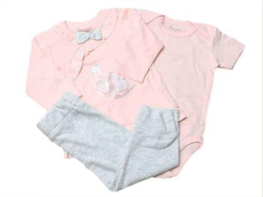 ست 3 تکه بیمارستانی نوزادی دخترانه با طرح قو دانالو Danaloo