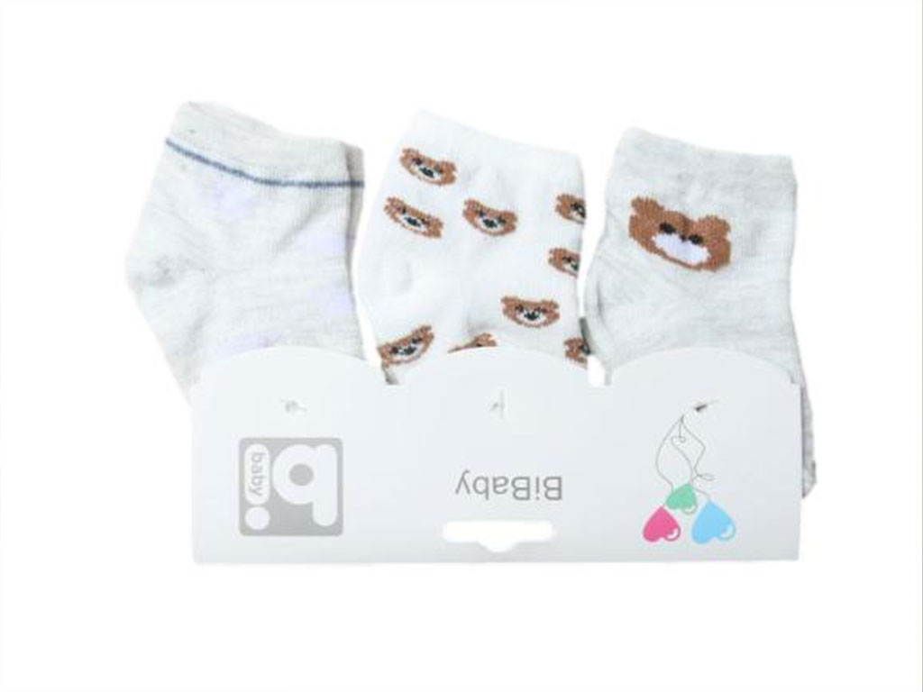 جوراب سه عددی  نوزادی 6-0 ماه پسرانه  BI BABY